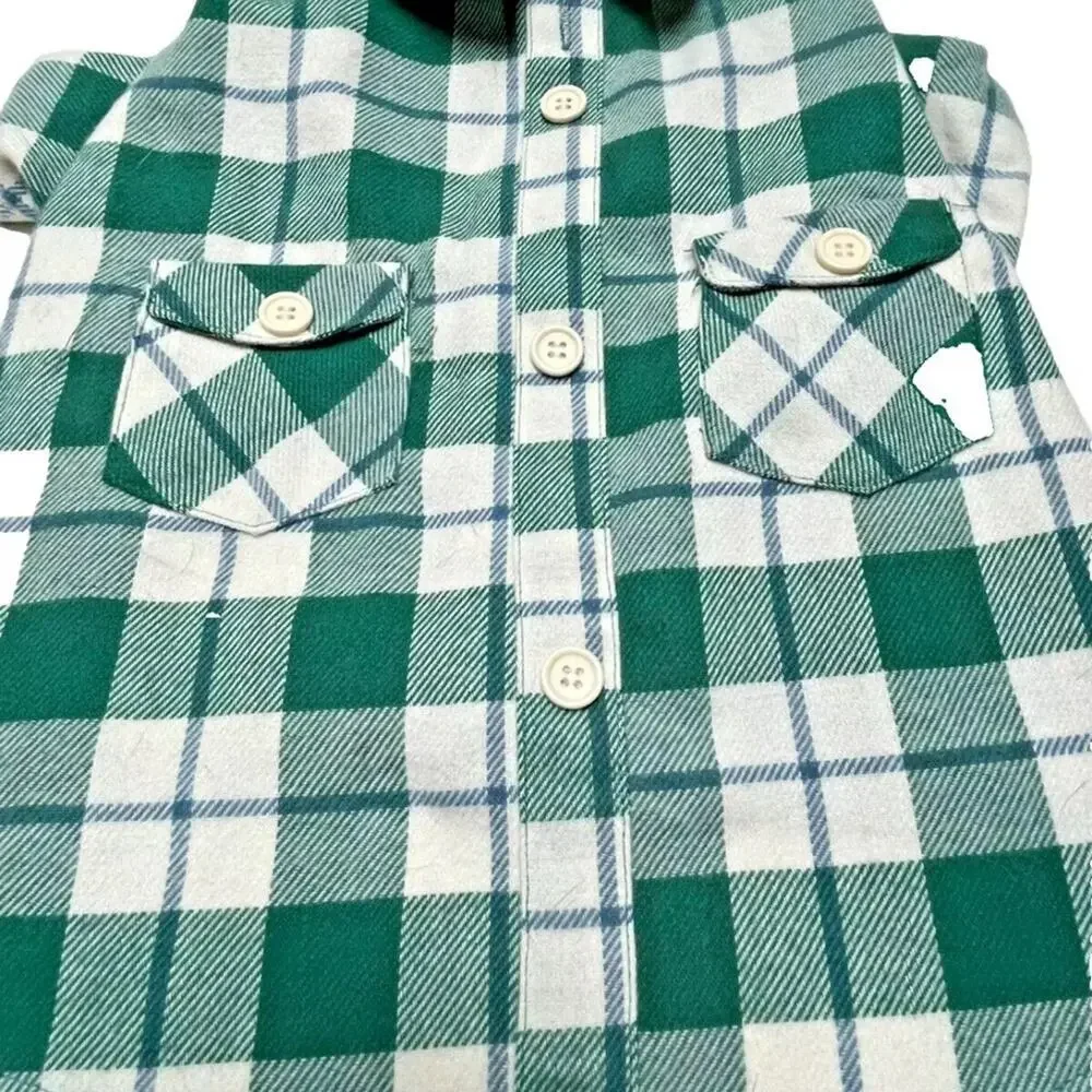 Top Paw Green and Blue Shacket Plaid Dog Shirt - XS